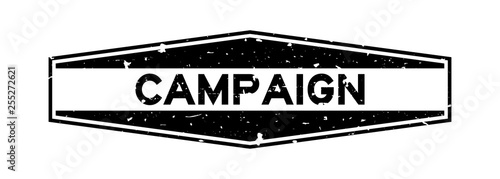 Grunge black campaign word hexagon rubber seal stamp on white background