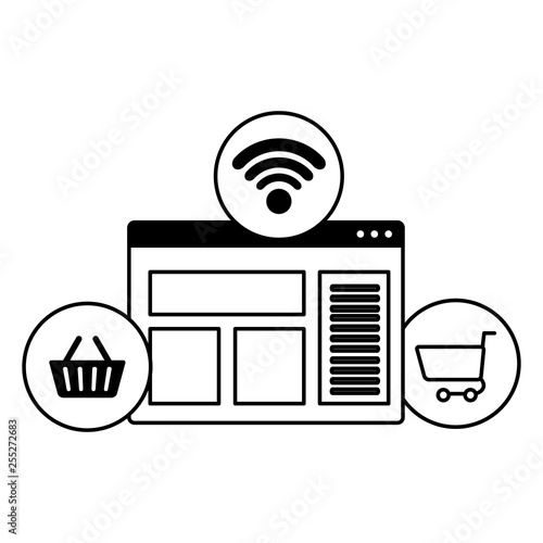 webpage template with ecommerce icons