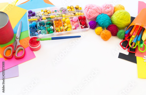 Material for creativity with the child and the tool. Crafts handmade.