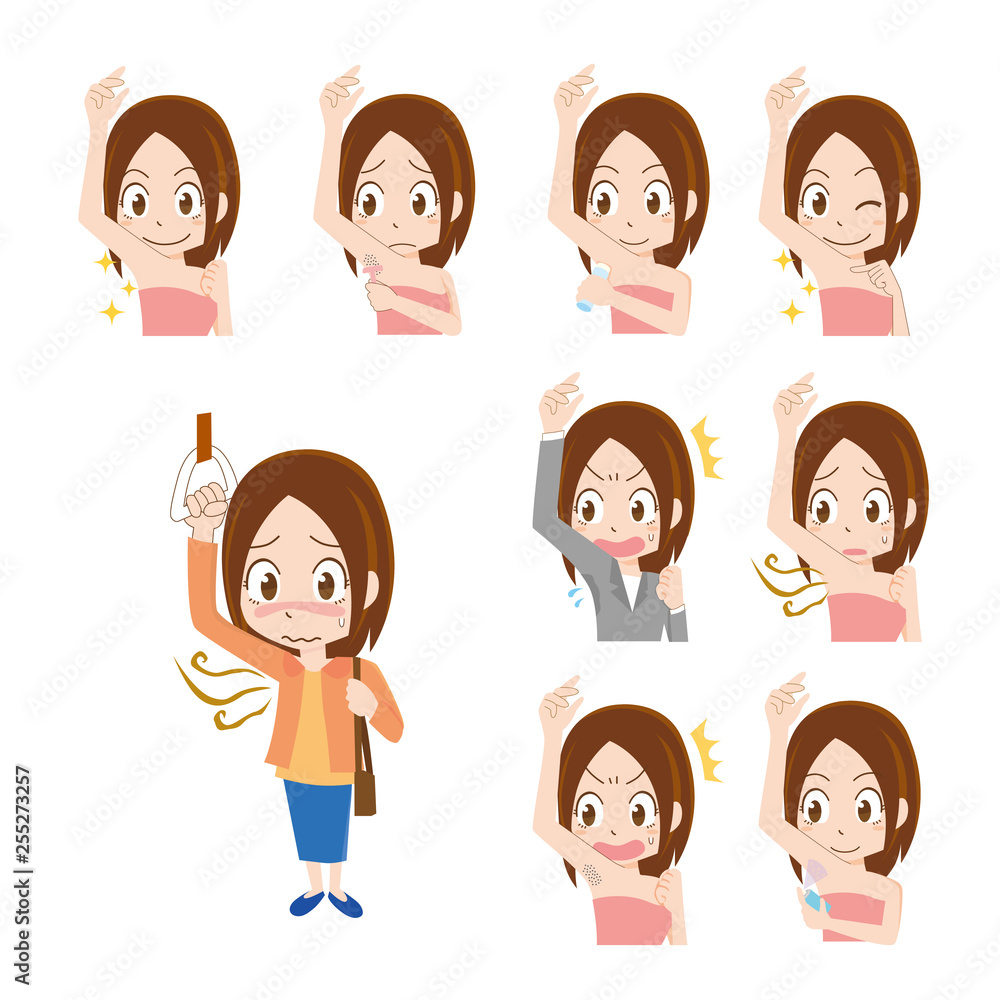 女性 わきの臭い わき汗 わき毛 脱毛 処理 Stock Vector Adobe Stock