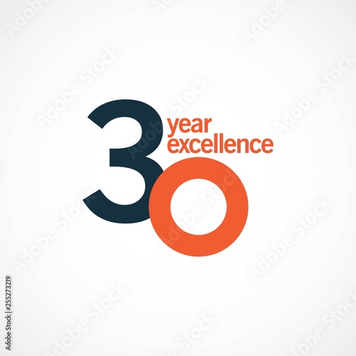 30 Year Anniversary Excellence Vector Template Design Illustration