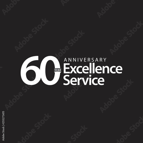 60 Year Anniversary Excellence Service Vector Template Design Illustration