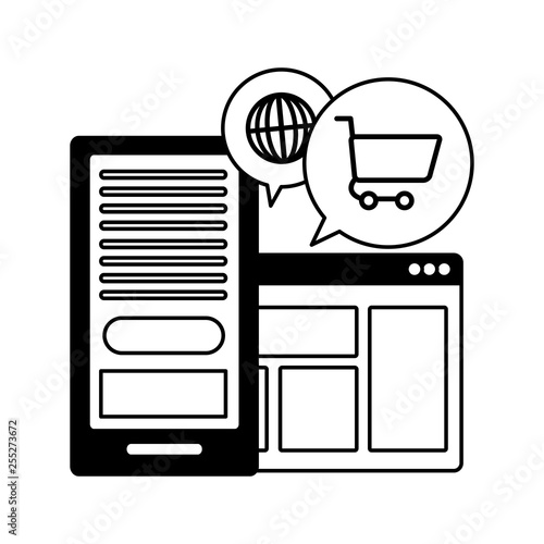 smarphone device with ecommerce icons