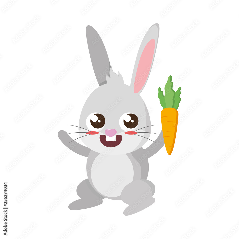 beautiful rabbit with carrot easter character