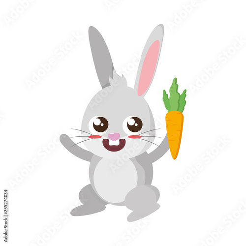 beautiful rabbit with carrot easter character