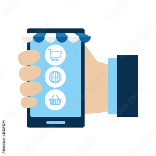 smarphone device with ecommerce icons