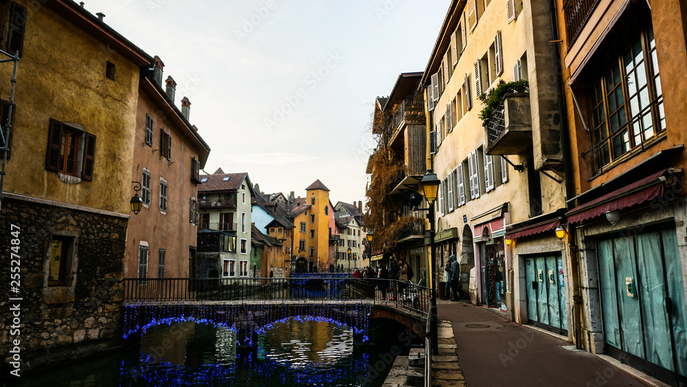 Annecy Historic French Street Walk Medieval City Restaurant Cafe Town France Canal River Reflection 
