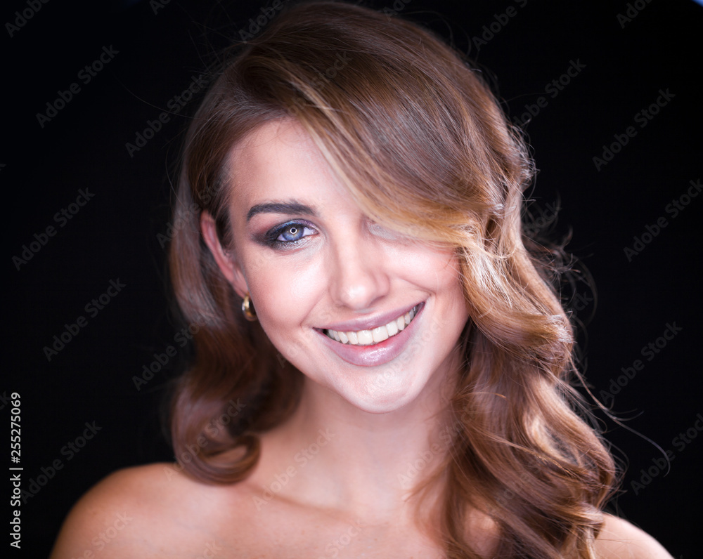 Closeup portrait of beautiful model with long blond hair Closeup portrait of beautiful model with long blond hair