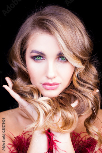 Luxury woman portrait with perfect hair and make-up blonde woman