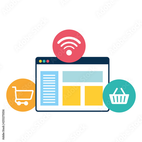 webpage template with ecommerce icons