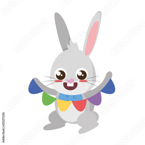 beautiful rabbit with garland easter character