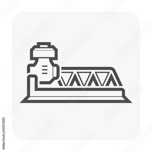 Concrete floor hard construction icon and tool