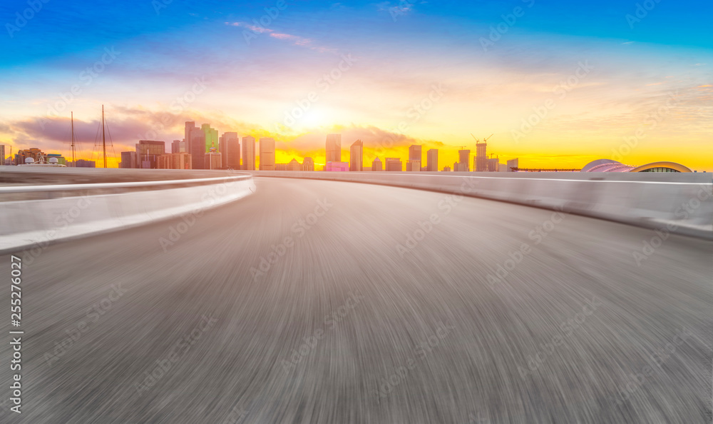 Naklejka premium Urban Road, Highway and Construction Skyline..