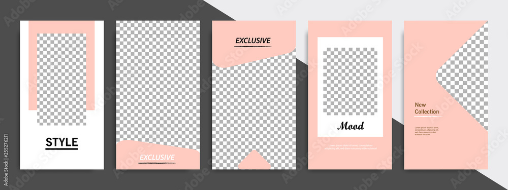 Modern minimal square shape template in soft orange peach color. Corporate advertising template for social media stories, story, business banner, flyer, brochure in white background.