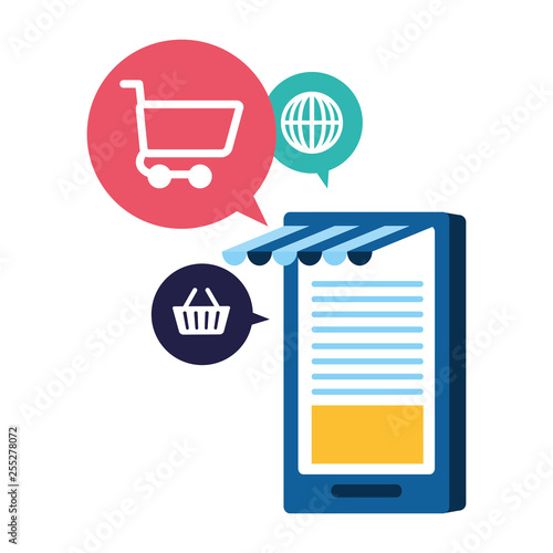 smarphone device with ecommerce icons