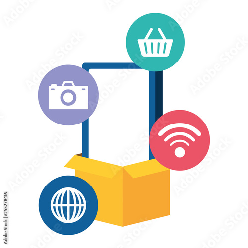 smarphone device with ecommerce icons