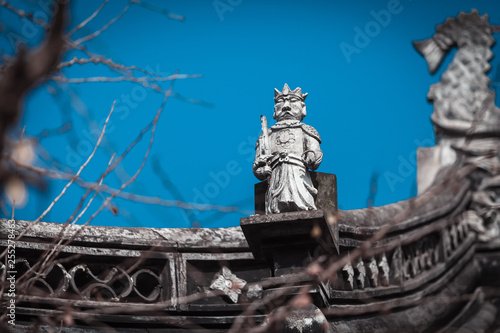 Sculpture Art of Ancient Temple Rooftop in Suzhou, China.