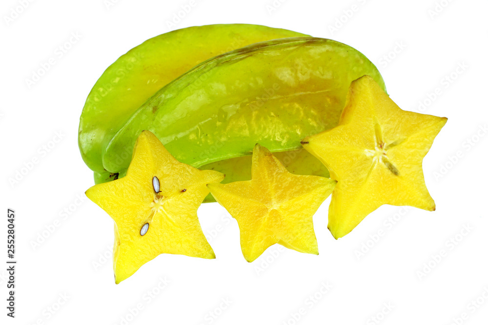 Fototapeta premium close up on carambole fruit isolated on white background