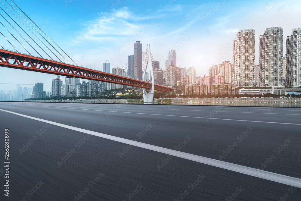 Fototapeta premium Urban Road, Highway and Construction Skyline