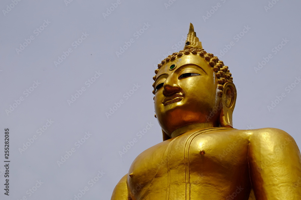 Beautiful Thai temples, golden Buddha statues in the temple of Thailand, in Thai style.Old buddha statue.
