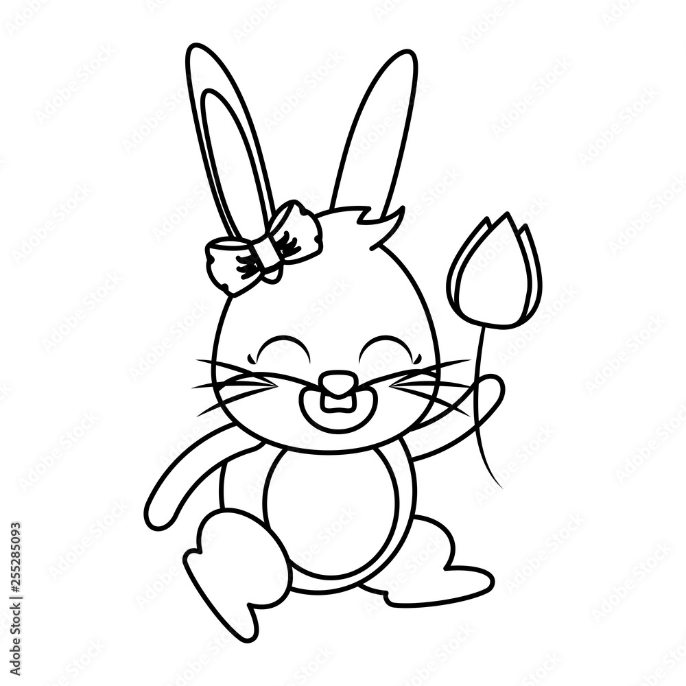 beautiful rabbit with rose flower easter character beautiful rabbit with rose flower easter character