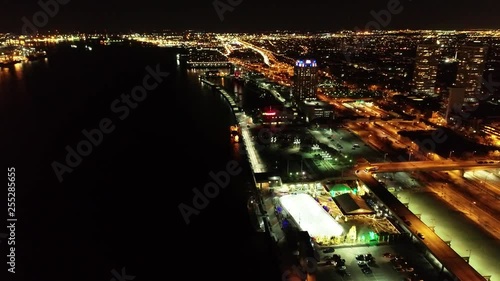 Aerial View of Penn's Landing Philadelphia Waterfront at Night photo