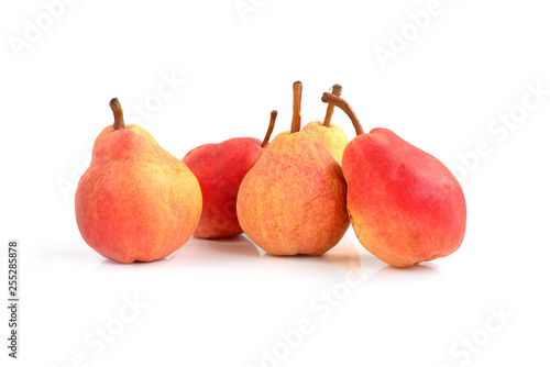 Fresh organic pears isolated on white background