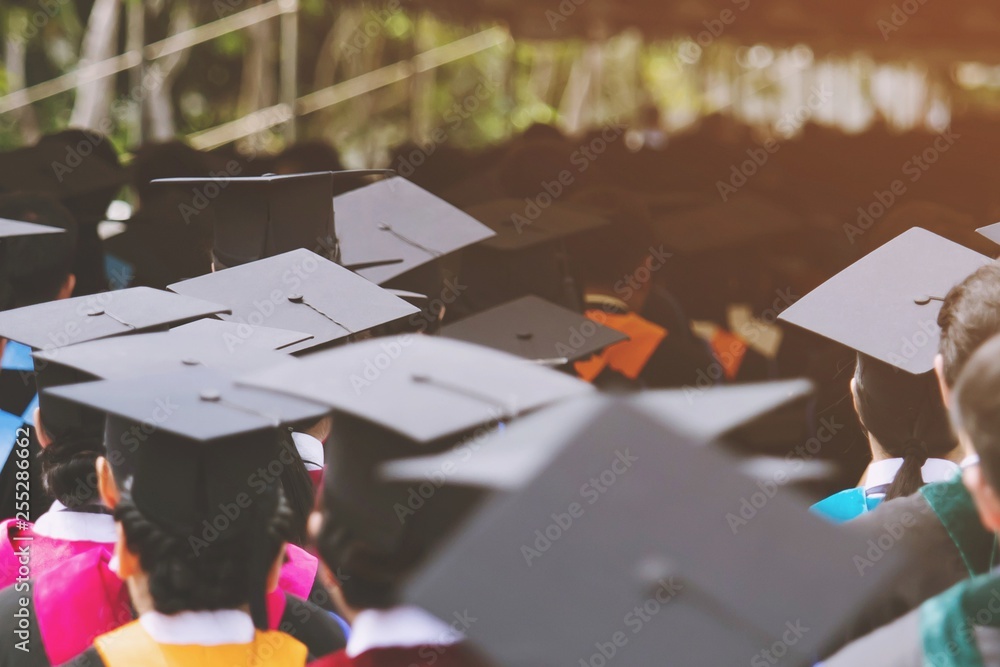 shot of graduation hats during commencement success graduates of the university, Concept education congratulation Student young ,Congratulated the graduates in University. shot of graduation hats during commencement success graduates of the university, Concept education congratulation Student young ,Congratulated the graduates in University.