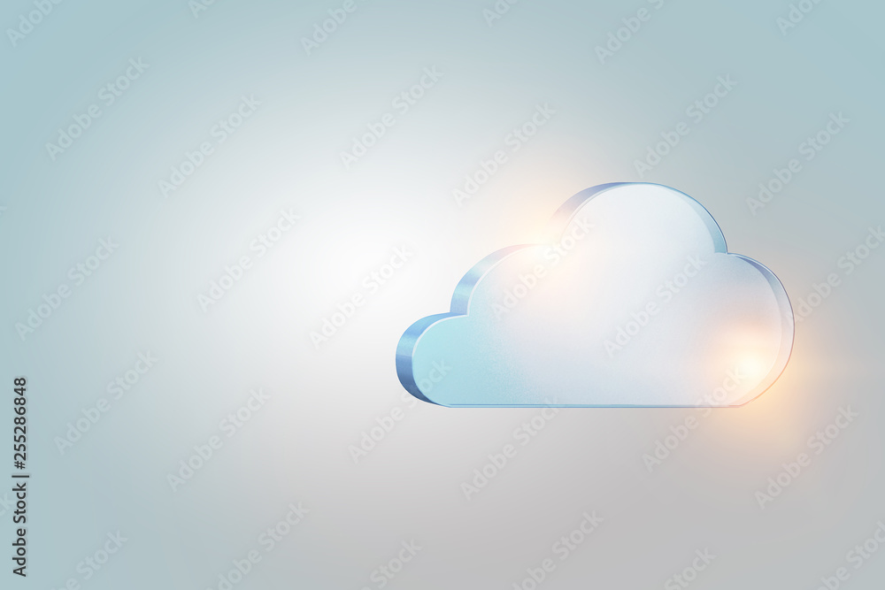 Grey glass cloud icon . Mixed media Grey glass cloud icon . Mixed media