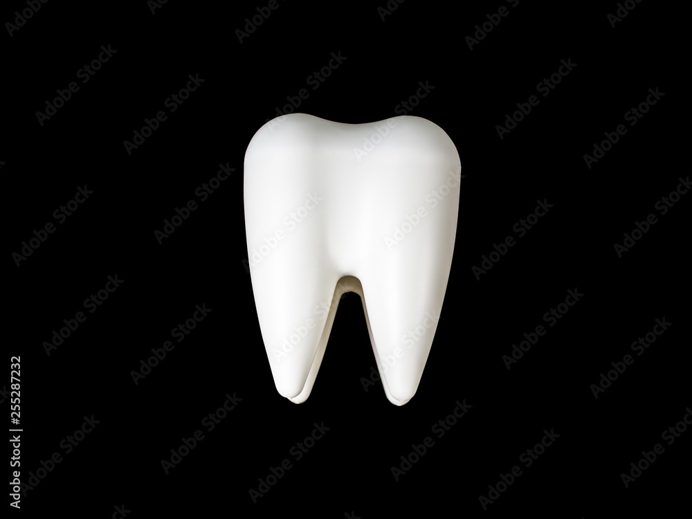 Tooth isolated on black background with clipping path