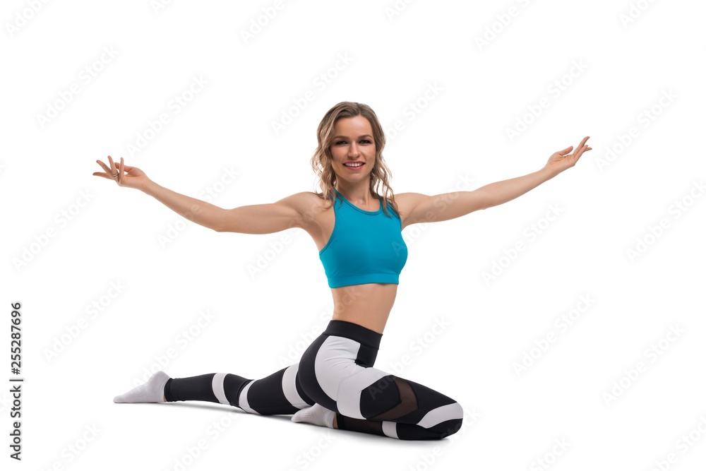 Pretty woman doing fitness isolated shot