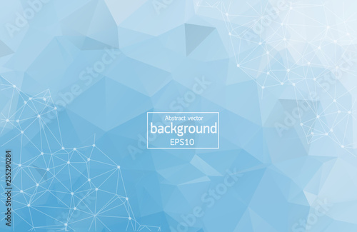 Geometric Blue Polygonal background molecule and communication. Connected lines with dots. Minimalism chaotic illustration background. Concept of the science, chemistry, medicine, technology.