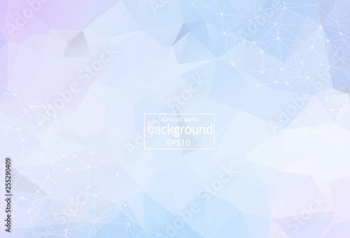 Geometric White Blue Polygonal background molecule and communication. Connected lines with dots. Minimalism chaotic illustration background. Concept of the science, chemistry, medicine, technology.