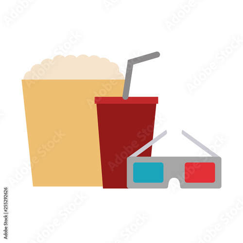 cinema glasses and popcorn isolated icon
