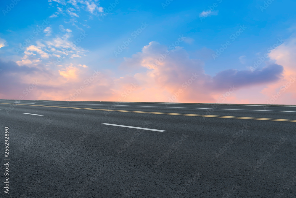 Fototapeta premium Road surface and sky cloud landscape..