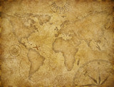 Old world exploration map based on image furnished by NASA