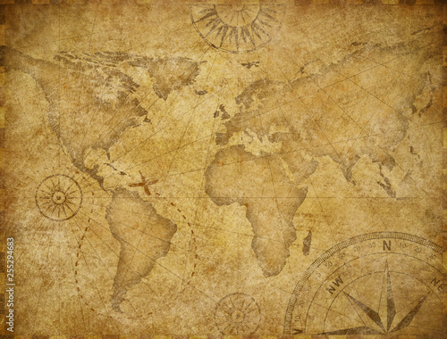 Old world exploration map based on image furnished by NASA