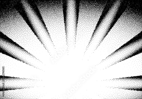 Abstract sun rays with dotwork retro or tattoo style