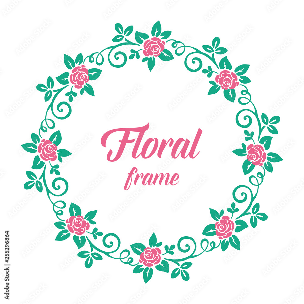 Vector illustration design artwork floral frame with tosca leaves