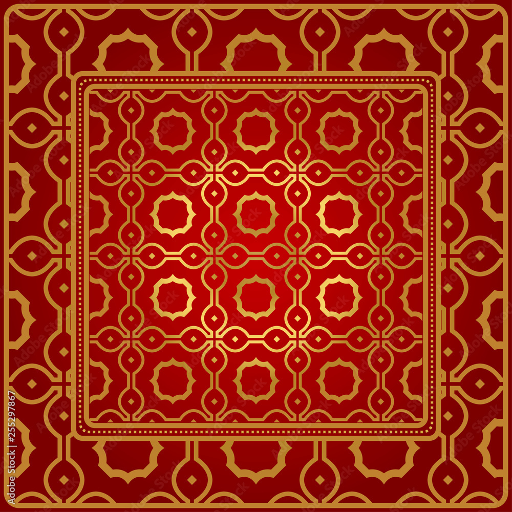 Design Of A Geometric Pattern. Vector. For Wallpaper, Flyer, Book, Brochure. Red gold color Design Of A Geometric Pattern. Vector. For Wallpaper, Flyer, Book, Brochure. Red gold color