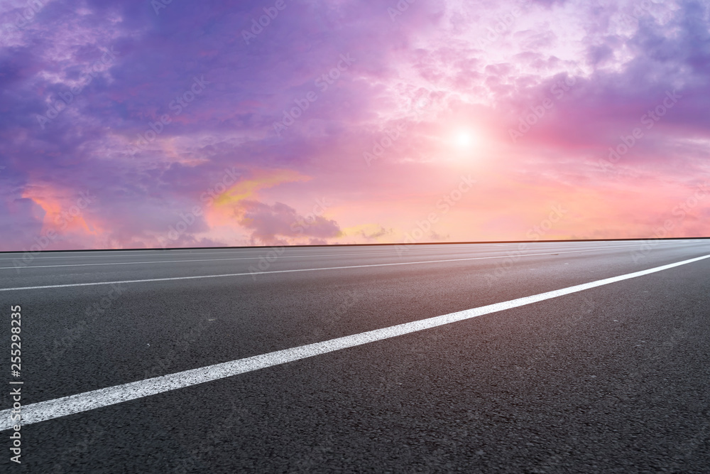 Fototapeta premium Road surface and sky cloud landscape..