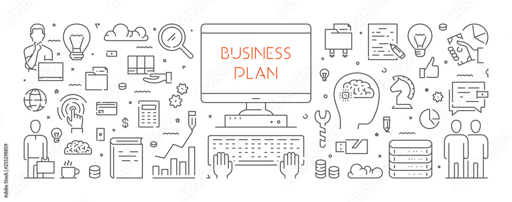 Vector line web banner for business plan Vector line web banner for business plan