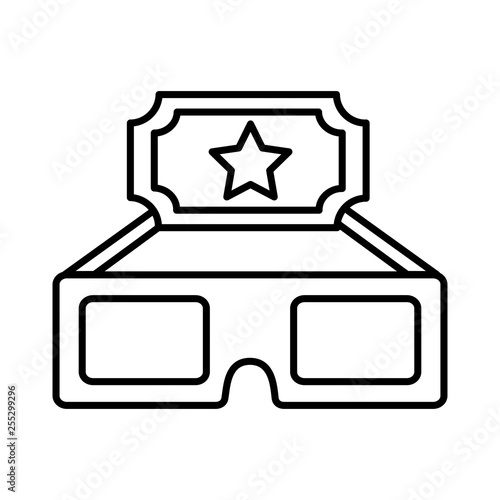 cinema glasses and ticket isolated icon
