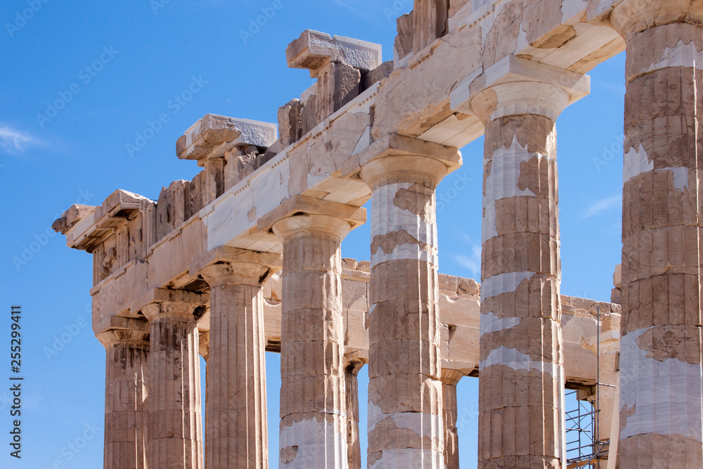 Details of columns of Parthenon at Acropolis in Athens