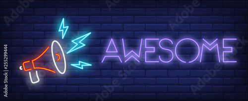 Awesome neon text with loudspeaker