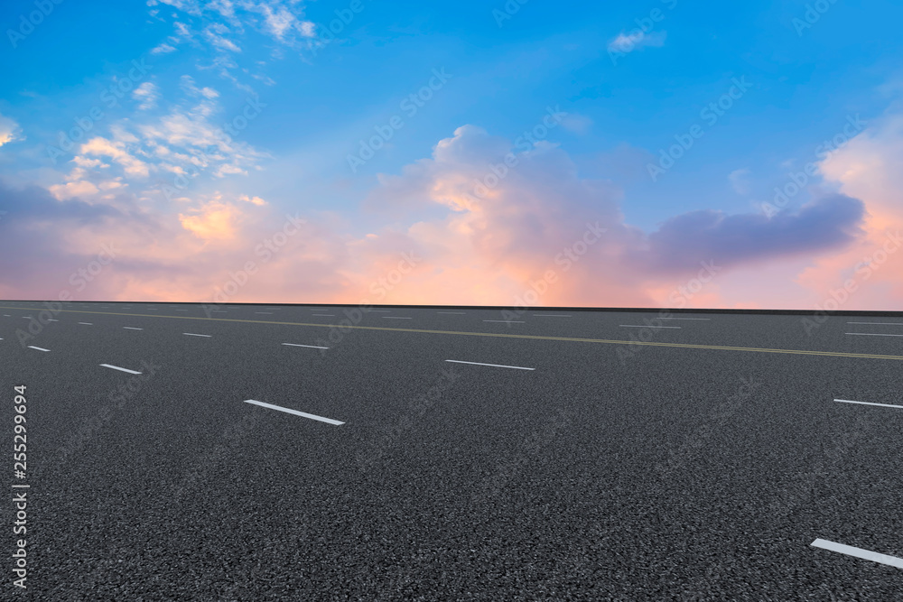 Fototapeta premium Road surface and sky cloud landscape..