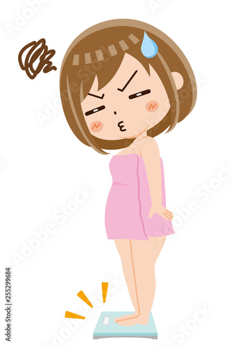 体重計に乗る女性