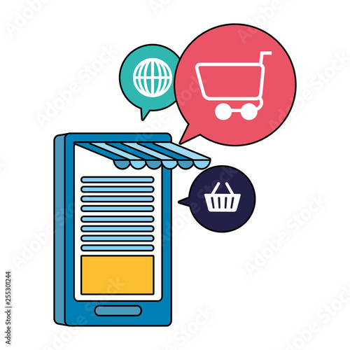 smarphone device with ecommerce icons