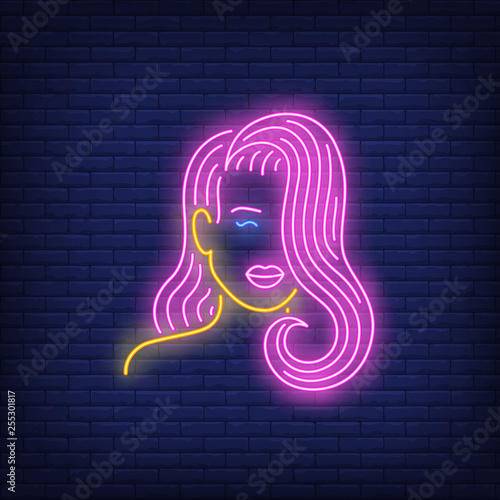 Girl with pink hair neon sign