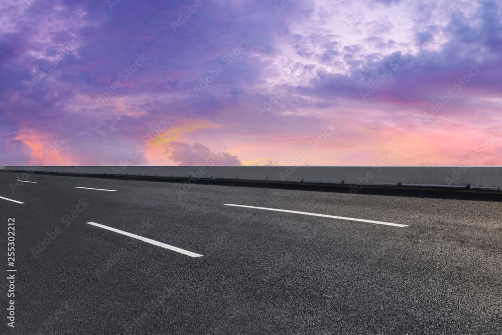Fototapeta premium Road surface and sky cloud landscape..